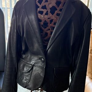 Moschino Elegant Black Leather Blazer